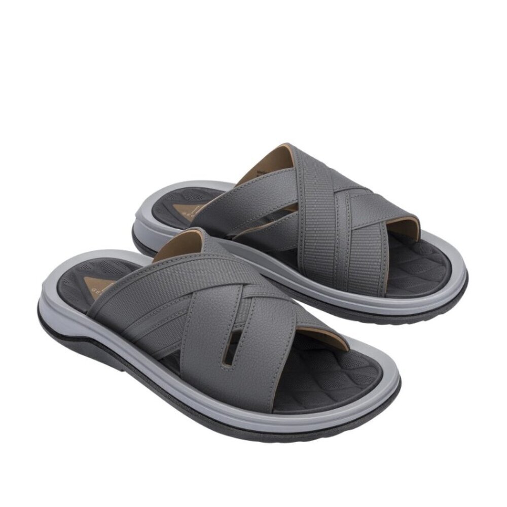 GEORGE Men's Cross Band Flexible Midsole Arch Support Slide Gray Sandal